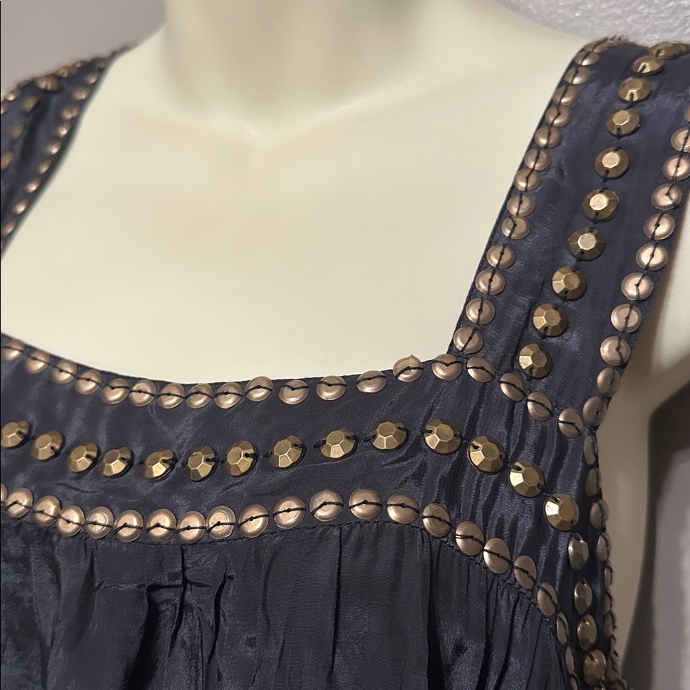Anthropologie Muche Muchette Elegant Black Sleeveless Dress beaded straps size S - Picture 3 of 9